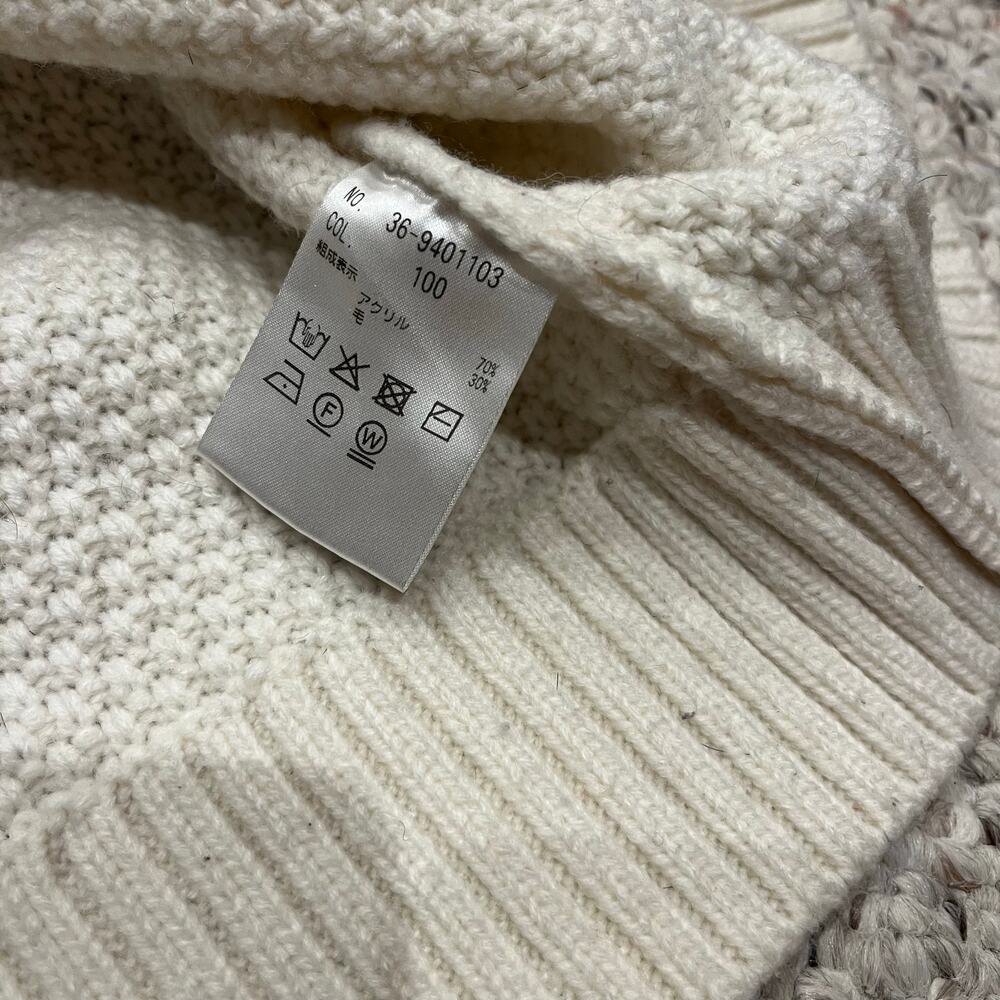 PLST Knit Sweater Cream XL Crewneck Preppy Classic Fisherman Casual - Picture 5 of 6